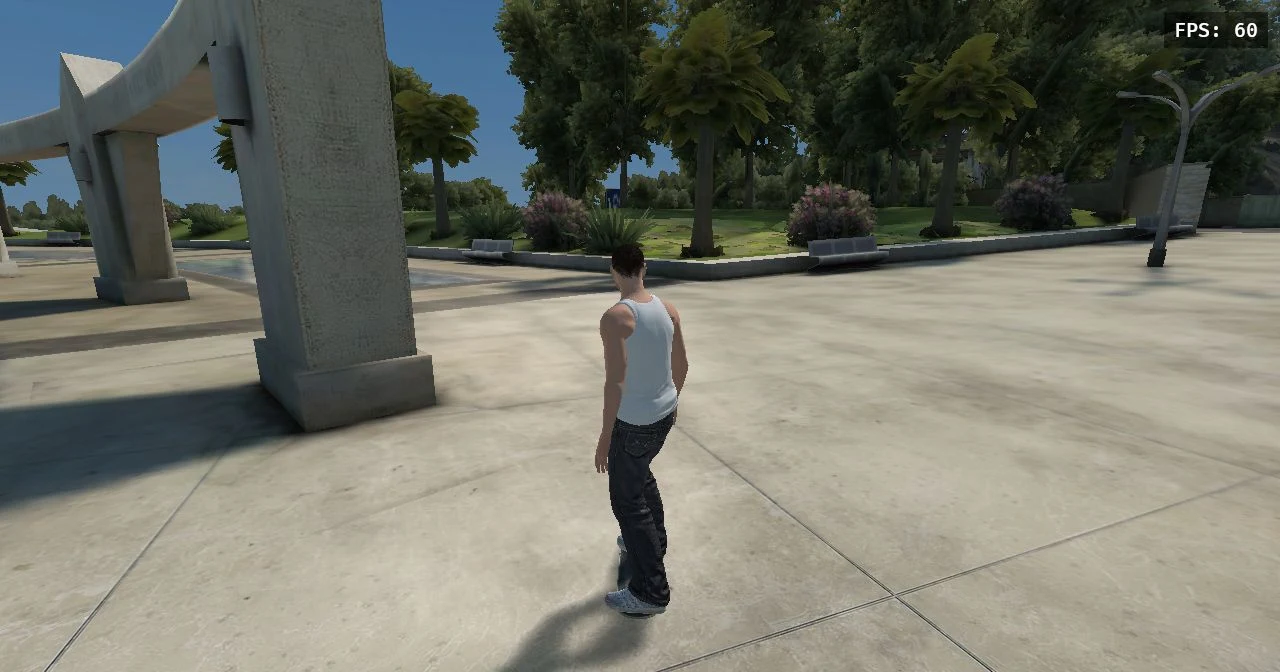 A skater at the University campus entrance in the browser fan game
